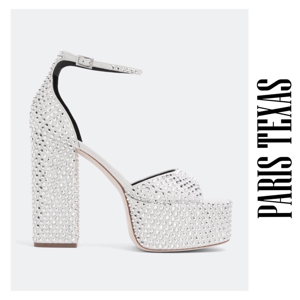 🛑 SOLD 🛑New! PARIS TEXAS Holly Tatiana Block Heel Crystal Platform Sandals - Picture 3 of 17